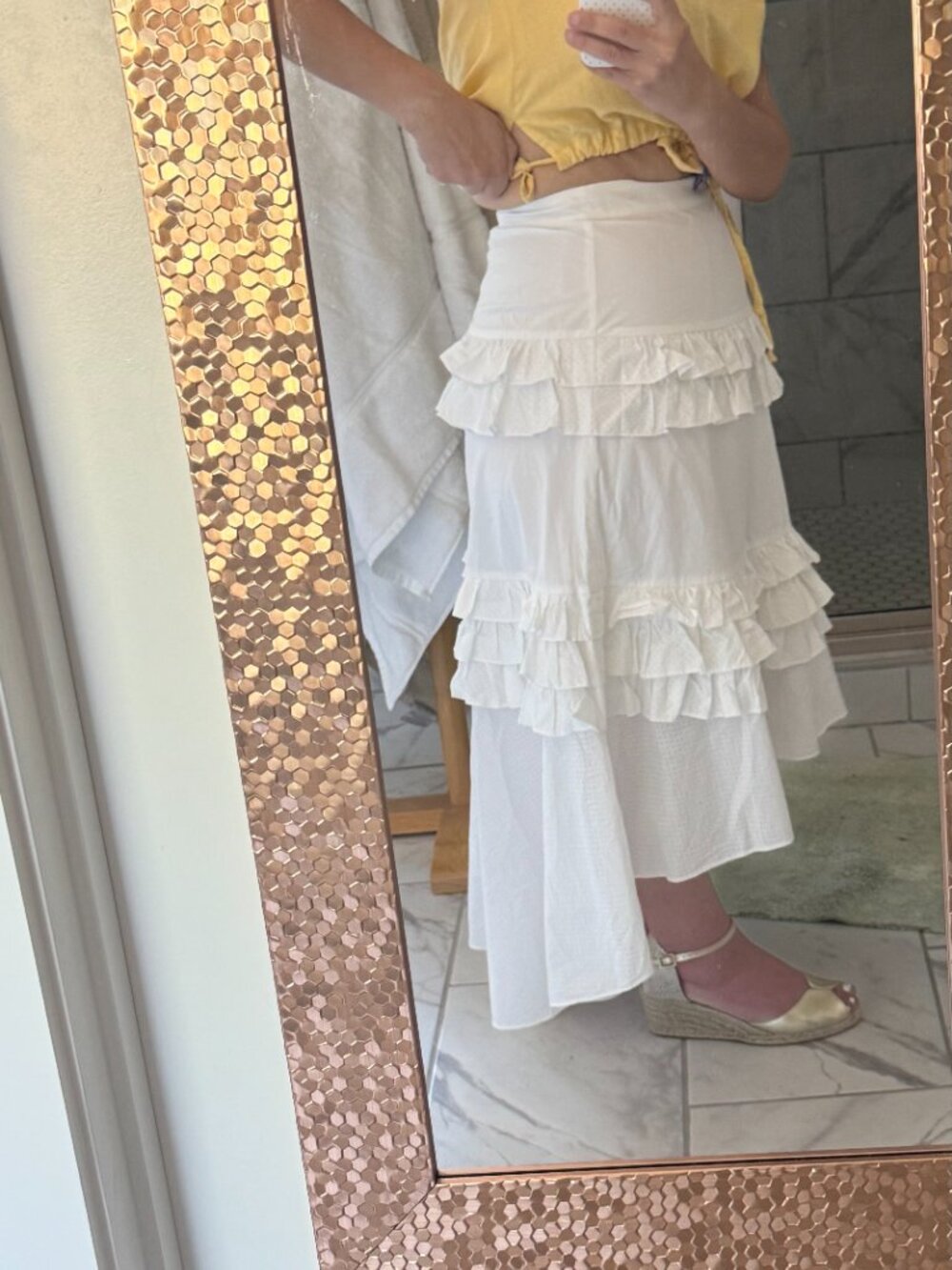 rose & Poetry Fannie High-Low Hi Asymmetrical tiered Ruffled Skirt Small S - Picture 3 of 16